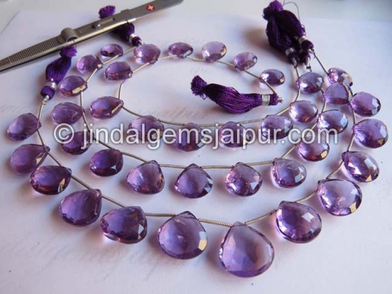 Amethyst Far Faceted Heart Beads